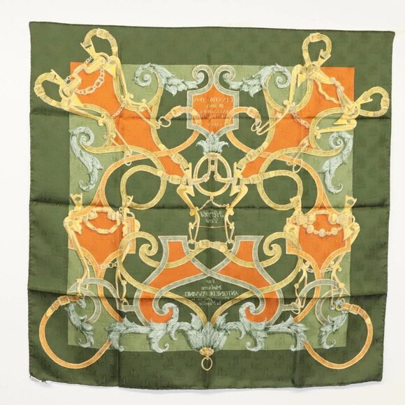 HERMES Carre 90 Scarf ""L'INSTRUCTION DU ROY"" Silk Green Auth - Picture 2 of 15